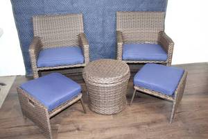 5-Piece Wicker Patio Set with Cushions