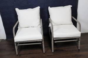 lot 134 image: Pair of Outdoor Patio Armchairs with Cushions