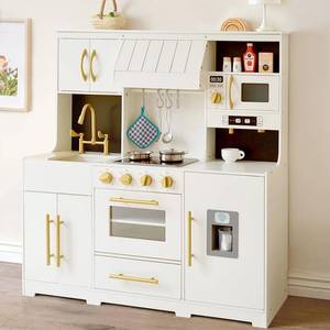 lot 30 image: inFUNSAME Wooden Play Kitchen with Kitchen Accessories