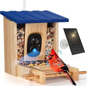 lot 35 image: PeckCam Smart Bird Feeder with Camera (Blue Roof)