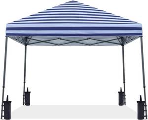 lot 37 image: ABCCanopy Stable 10 X 10 Base8 X 8 Top Pop-Up Canopy Tent (Navy Blue Stripes)
