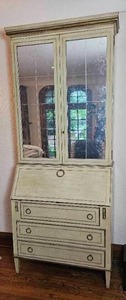 lot 2 image: Lillian August Mirrored Cabinet Panel Empire Secretary Desk