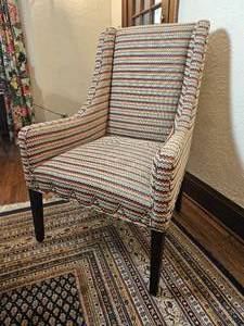 lot 23 image: Elegant Rick Rack Stitch Accent Chair with Swag Tack