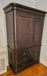 lot 52 image: American Contemporary Mahogany Wardrobe Cabinet