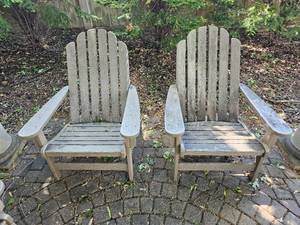 lot 71 image: All-Weather Polywood Resin Adirondack Chairs, B  pair