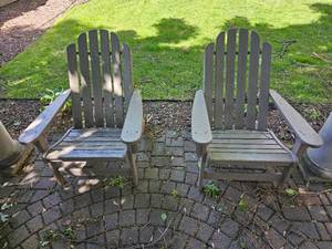 lot 72 image: All-Weather Polywood Resin Adirondack Chairs, C  pair