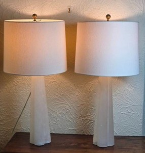 lot 29 image: Brilliant Stone-Effect Frosted Glass Table Lamp Pair