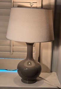 lot 35 image: Chic Gray Ceramic Vase Table Lamps, 2