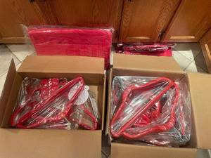 lot 17 image: Lot of Joy Manganos Red Huggable Hangers and Organizer Bags