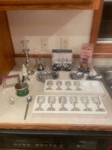 Collection of Silver Plated Home Decor Items including Candelabra and Goblets