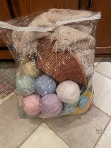 lot 50 image: Collection of Crocheted Blankets and Yarn