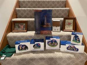 lot 87 image: Collection of Department 56 Village Accessories and Framed Artworks