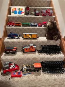 lot 175 image: Vintage Train Set with Plush Toy and Activity Board