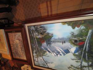 lot 556 image: Vintage painting on canvas, signed ...