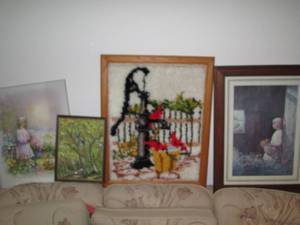 lot 560 image: Lot of framed and unframed wall dec...