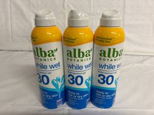 3 Bottles of Alba Botanica While Wet 30 SPF Suncreen