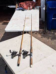 lot 494 image: (2) Fishing Rods - 6-12 and 7 with Open-Faced Reel
