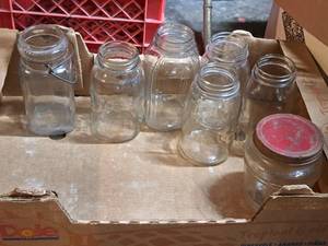 lot 627 image: Lot of (7) Assorted Clear Glass Jars