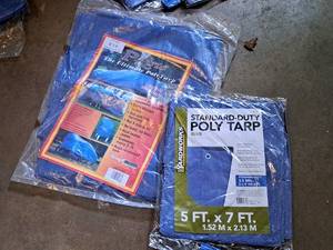 lot 629 image: Lot of (2) Poly Tarps - 6x8 and 5x7