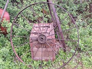 lot 708 image: 54 Steel Wagon Wheel