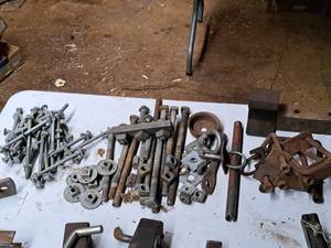 lot 700 image: Lot of  Assorted Hardwares - Threaded Bolts, Nuts, Brackets
