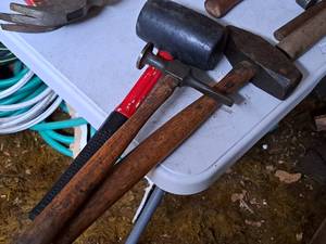 lot 713 image: Lot of (3) Specialty Hammers - Sledge, Rubber Mallet, Metal Working Hammer