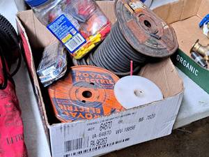 lot 731 image: Lot of (1 Box) Electrical Components, Ballast (new), Partial Spools of Wire, Wire Nuts