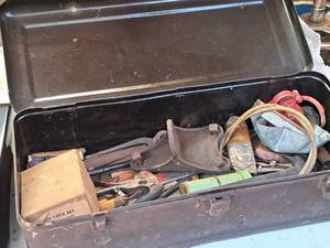lot 877 image: Tool Box with Assorted Hand Tools, Misc. Hardwares