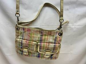 Coach Purse #19610 Poppy Madras Plaid Madras Plaid Seauined Pink Purse-Crossbody Shoulder Bag