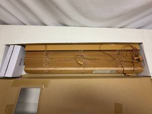 lot 7 image: Faux Oak Wood Blinds 28.5x72