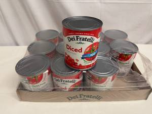 lot 44 image: 12x 28oz Dei Fratelli Diced Tomatoes