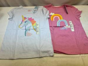 lot 204 image: 2 of Each Size Large(10-12)Cat & Jack Rainbow & Unicorn Girls T-Shirts