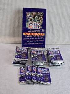 lot 52 image: Lot of 25 Unopened Packs of 1991 NFL Pro Set Series II Trading Cards