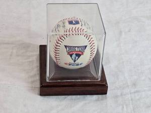 lot 58 image: Crest Caring Team of Athletes MLB Printed Facsimile Autographed Baseball in Case