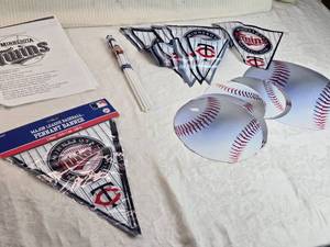 lot 68 image: Minnesota Twins Pennant Banner and Baseball Decorations