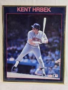 lot 108 image: Framed Baseball Poster of Kent Hrbek 16x20