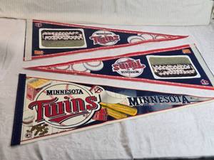 lot 115 image: Lot of 3 Minnesota Twins Baseball Pennants