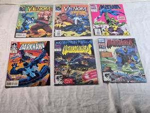 lot 192 image: Lot of 6 Marvel Comic Books Featuring Venom, Darkhawk, and Nightstalkers