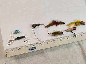 lot 230 image: Vintage Fishing Lures including multiple types of hooks and spinners