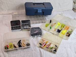 lot 282 image: Fishing Tackle with Hooks, Lures, and Weights