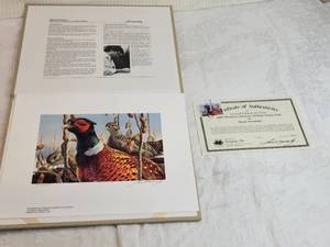 lot 289 image: 1984 Minnesota Pheasant Habitat Stamp Print by Mario F. Fernandez Signed and Numbered 40314650