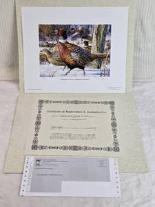 lot 294 image: 2008 Minnesota Pheasant Stamp Limited Edition Print Ringneck Convoy - Ringneck Pheasant by Nick Reitzel Signed and Numbered 14612500