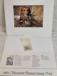lot 295 image: 1985 Minnesota Pheasant Stamp Print with Matching Stamp by Jim Killen Signed and numbered 29803685