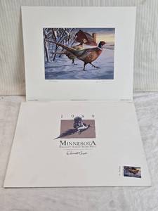 lot 298 image: 1989 Minnesota Pheasant Habitat Stamp Print by Darrell Bush, Signed and numbered 29803500