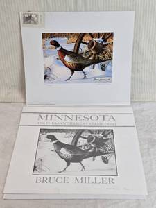 lot 299 image: 1996 Minnesota Pheasant Habitat Stamp Print by Bruce Miller, Signed and numbered 1461 out of 2500.