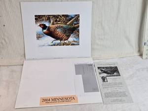 lot 301 image: 2004 Minnesota Pheasant Stamp Print with Certificate of Authenticity by John House, Signed and Numbered 14612500