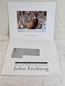 lot 303 image: 2001 Minnesota Pheasant Habitat Stamp & Print by John Freiberg, Signed and numbered 14612500