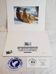 lot 309 image: 1987 Minnesota Pheasant Habitat Stamp Print by Brian Jarvi,Signed and numbered 29803500