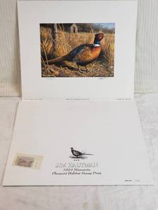 lot 312 image: 1994 Minnesota Pheasant Habitat Stamp Print by Jim Hautman, Signed and numbered 14612500