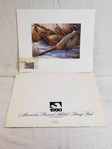 lot 316 image: 1990 Minnesota Pheasant Habitat Stamp Print by Theresa Marschel, Signed and numbered 14612500